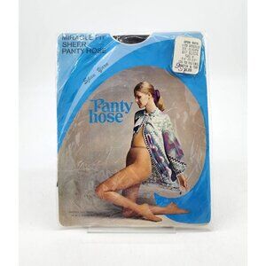 Vtg M.I. Hosiery Miracle Fit Sheer Spun Yarn Pantyhose Nylon Off Black Size B